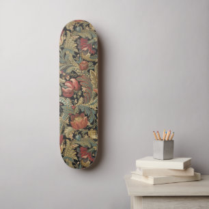 Rich Floral Tapestry Brocade Antique Victorian Skateboard