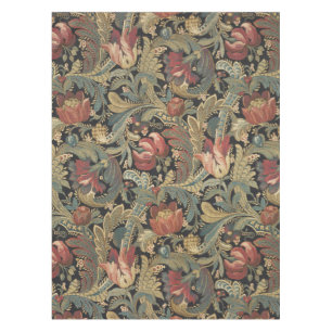 Rich Floral Tapestry Brocade Antique Victorian Tablecloth