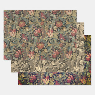Rich Floral Tapestry Brocade Antique Victorian Wrapping Paper Sheet
