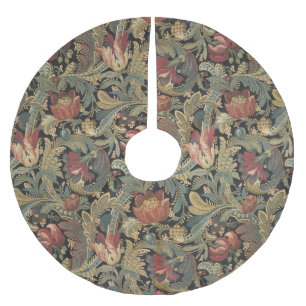 Rich Floral Tapestry Brocade Damask Brushed Polyester Tree Skirt