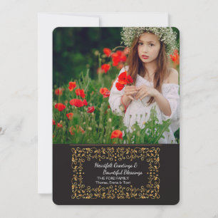 Rich Gold Holiday Photo Card