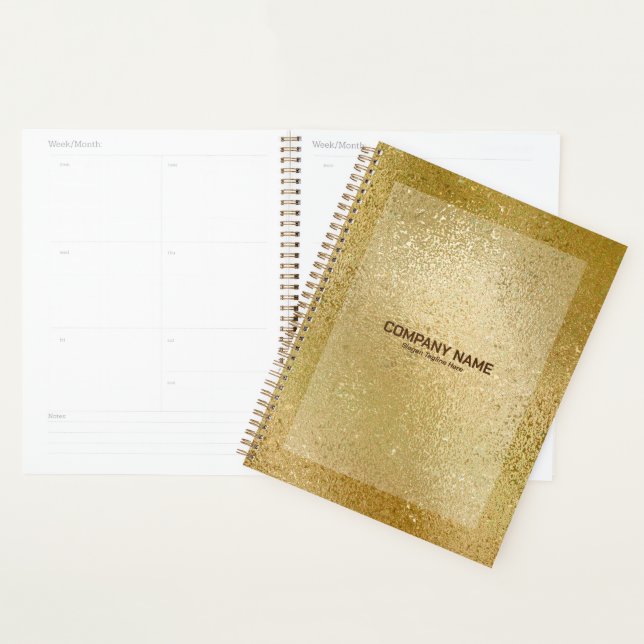 Rich gold iridescent shimmering glass texture note planner (Display)