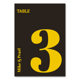 Rich Golden in Black Wedding Theme Table Number