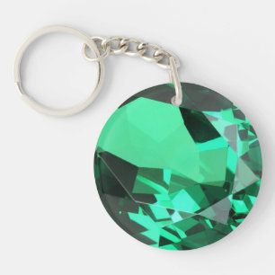 Rich green Emerald May birthstone Key Ring