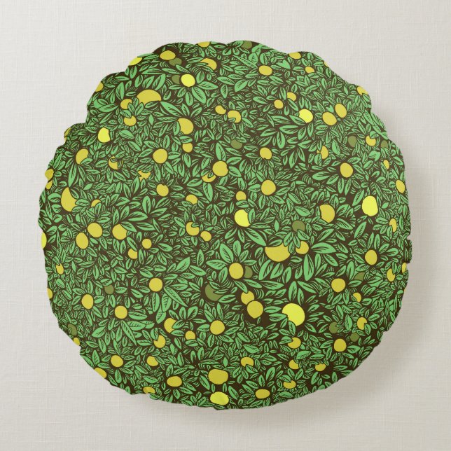 Rich Green Fruit Garden Trees Round Cushion (Front)