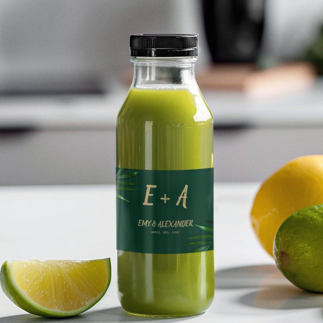 Rich Green Golden Liquor Bottle Label (Bottle sticker that can we used on your wedding drinks bottle or return gift bottles)