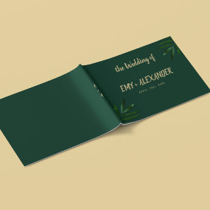 Rich Green Golden Theme Guest Book