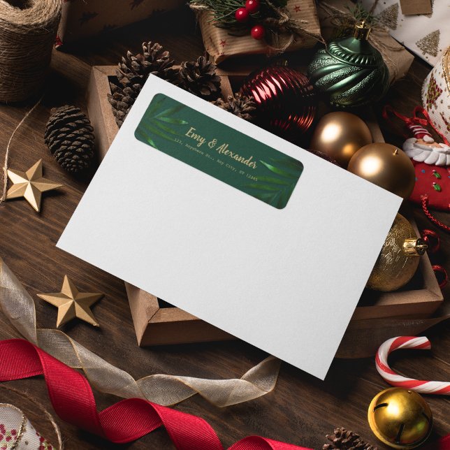 Rich Green Golden Theme Invitation Belly Band (Stick this labels on the envelope which matches your theme and looks good)