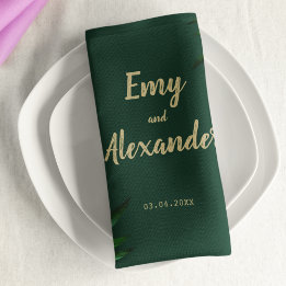Rich Green Golden Theme Napkins
