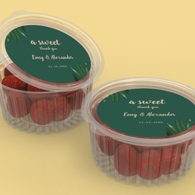 Rich Green Golden Theme Square Sticker (use these stickers to thank your guests by sticking them on your return gifts)