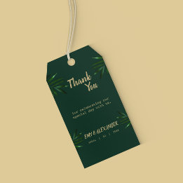 Rich Green Golden Wedding Theme Gift Tags