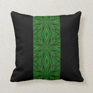 Rich Green Satin Fractal Stripe Cushion