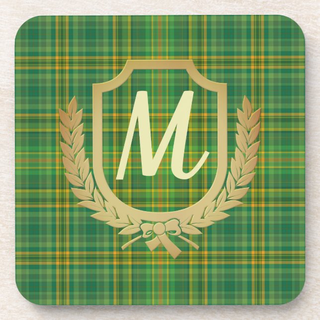 Rich Green Tartan (Plaid) Custom Coaster (Front)