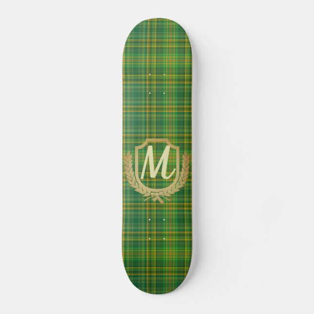 Rich Green Tartan (Plaid) Custom  Skateboard (Front)