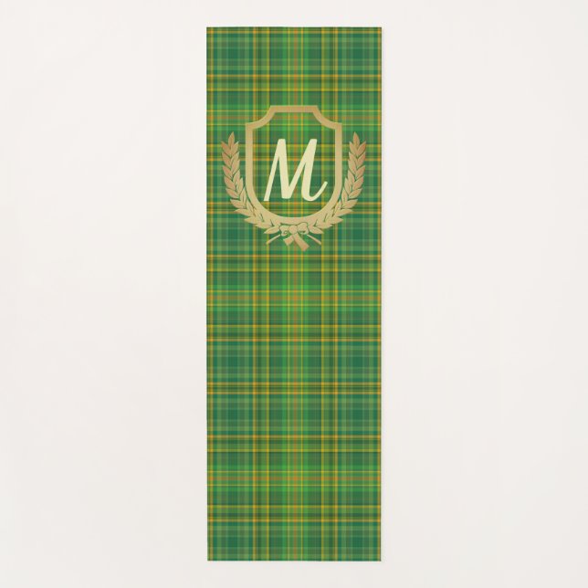 Rich Green Tartan (Plaid) Custom Yoga Mat (Front)