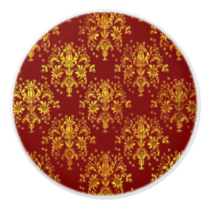 Rich Holiday Damask Ceramic Knob