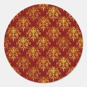 Rich Holiday Damask Classic Round Sticker