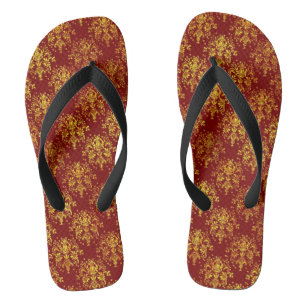 Rich Holiday Damask Flip Flops