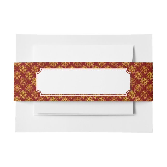 Rich Holiday Damask Invitation Belly Band (Front Example)