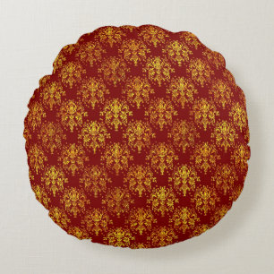 Rich Holiday Damask Round Cushion