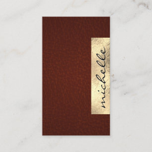 Rich Leather Texture   Gold Foil Geometric Business Card