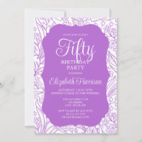 Rich Lilac White Flora Woman 50th Birthday Party