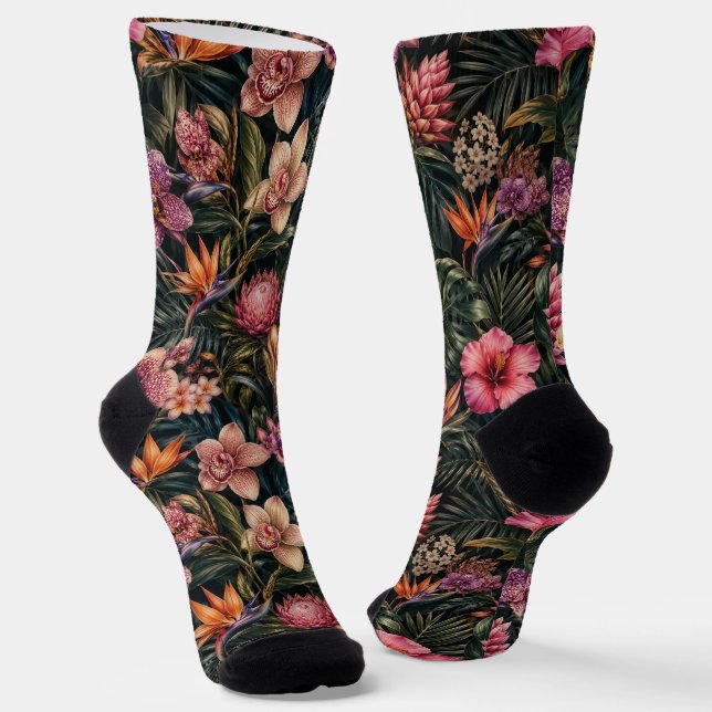 Rich Luxury Exotic Floral Paradise Socks (Angled)