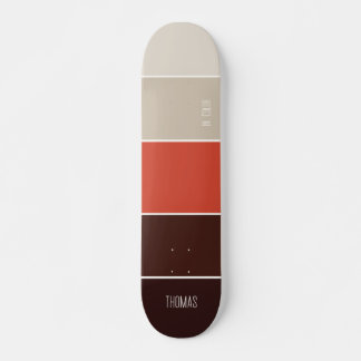 Rich mahogany brown and beige striped skateboard