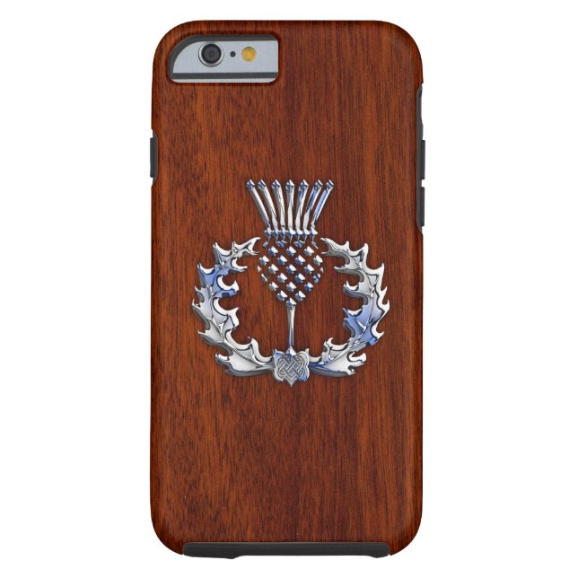 Rich Mahogany Wood Scottish Thistle Print Case-Mate iPhone Case (Back)