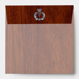 Rich Mahogany Wood Scottish Thistle Print Envelope