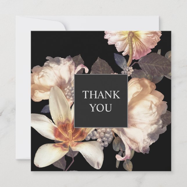 Rich Moody Floral Elegant Square Thank You (Front)