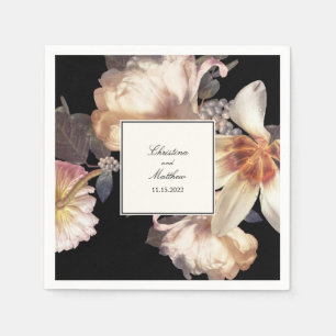 Rich Moody Floral Elegant Wedding Napkin