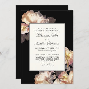 Rich Moody Floral Wedding Invitation