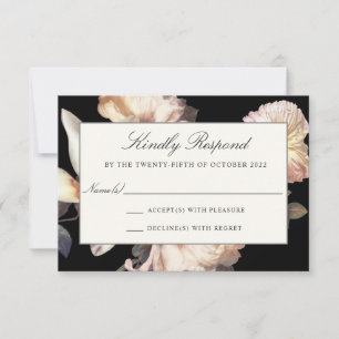 Rich Moody Floral Wedding RSVP Card