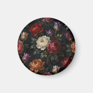 Rich Moody Peony Tulip Floral Arrangement Magnet