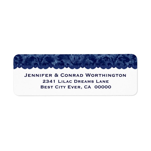 Rich Navy Blue Grunge Damask Wedding V03 (Front)