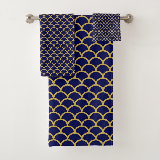 RICH NAVY GOLD MERMAID THEME BATHROOM TOWEL SET Zazzle.co.uk