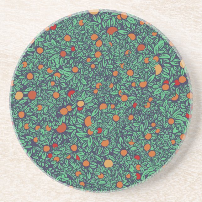 Rich Orchard: Vintage Tree Pattern. Coaster (Front)