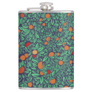 Rich Orchard: Vintage Tree Pattern. Hip Flask