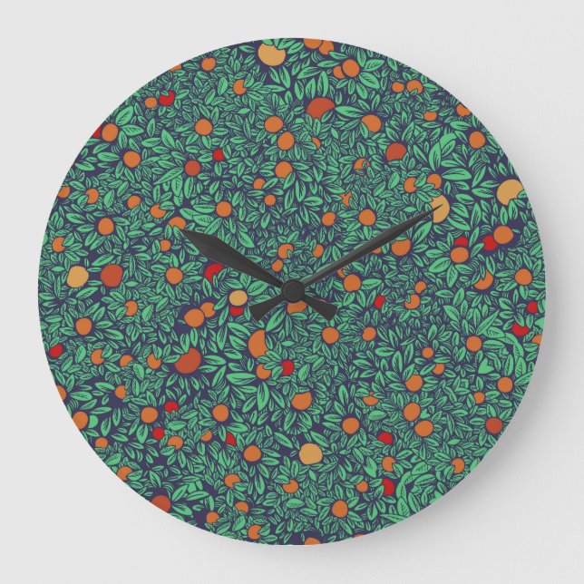 Rich Orchard: Vintage Tree Pattern. Large Clock (Front)