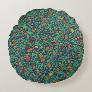 Rich Orchard: Vintage Tree Pattern. Round Cushion