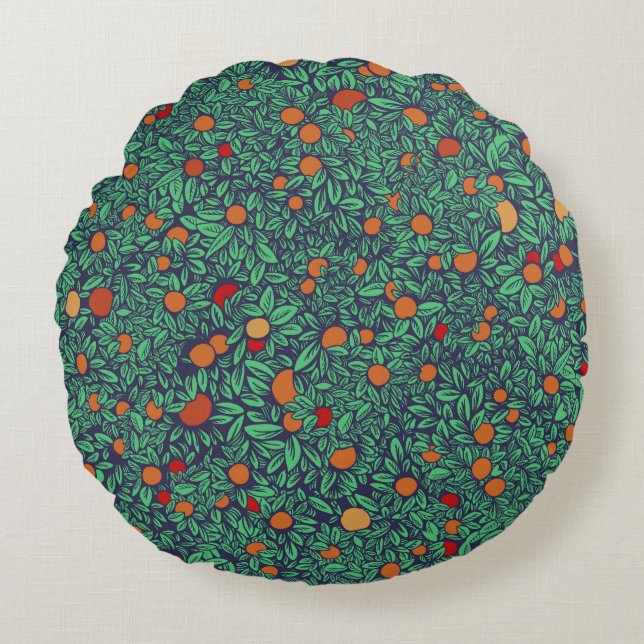 Rich Orchard: Vintage Tree Pattern. Round Cushion (Front)