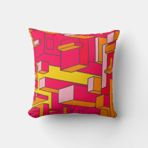 Rich Pink and Yellow Throw Pillow