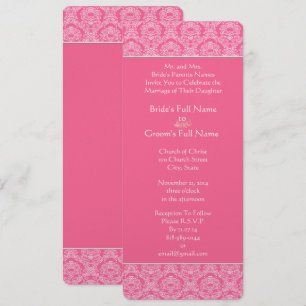 Rich Pink Damask Swirls Wedding Invitation