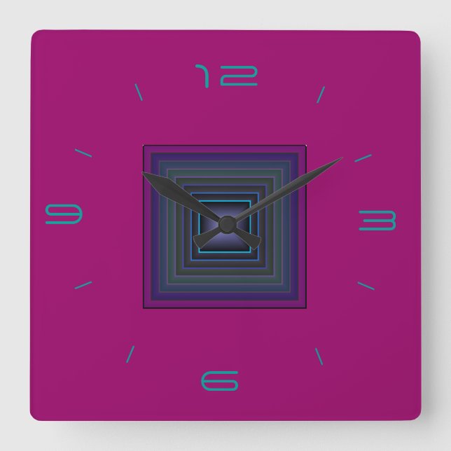 Rich Pink/ Pattern Centre  > Square Wall Clocks (Front)