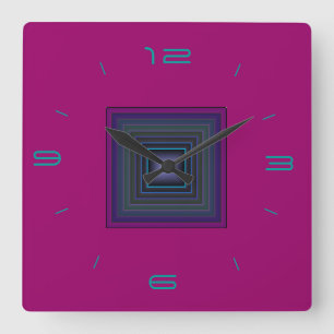 Rich Pink/ Pattern Centre  > Square Wall Clocks