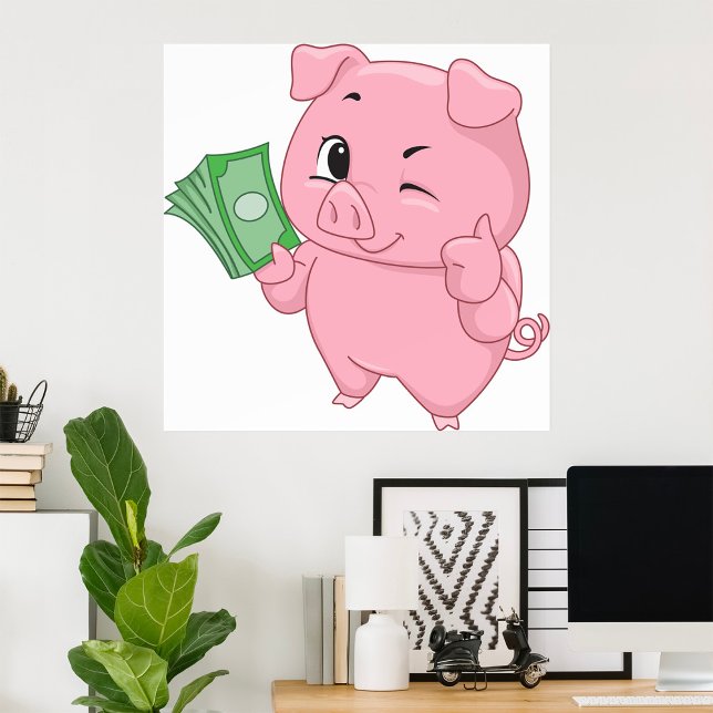 Rich Pink Pig Poster (Creator Uploaded)
