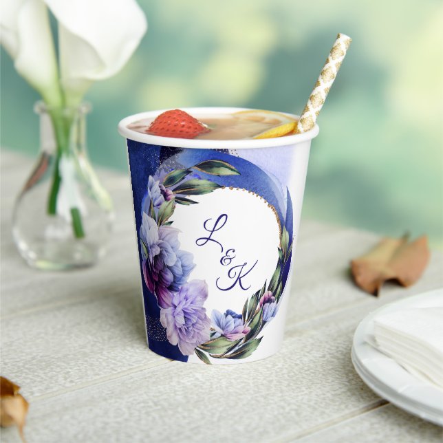 Rich Purple and Blue Peony Fancy Paper cup (Insitu)