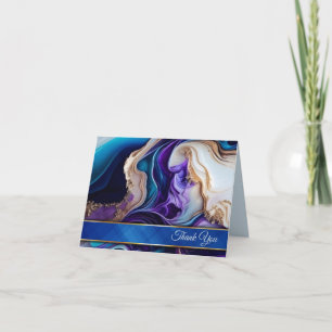 Rich Purple Metallic Gold Royal Blue & Aqua Thank You Card