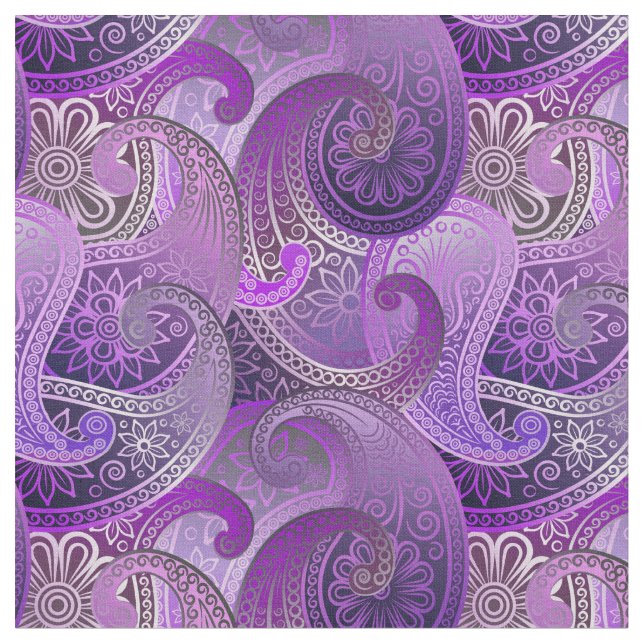 Rich Purple Paisley Pattern Fabric (Close Up)